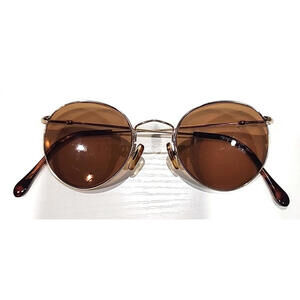 Giorgio Armani No Lenses Gold Metal Tortoise Round Eyeglasses 48-21 Read